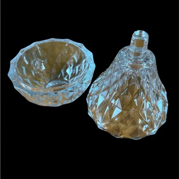 Elegant Italian Crystal Pear Shaped 2 Piece Trinket Dish - Picture 5 of 6